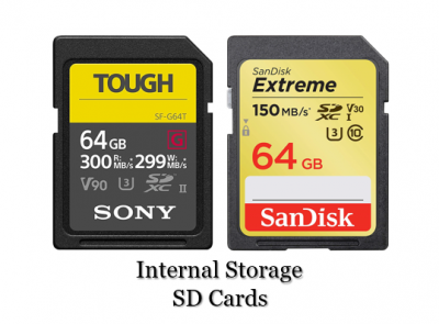 Internal Storage SD cards