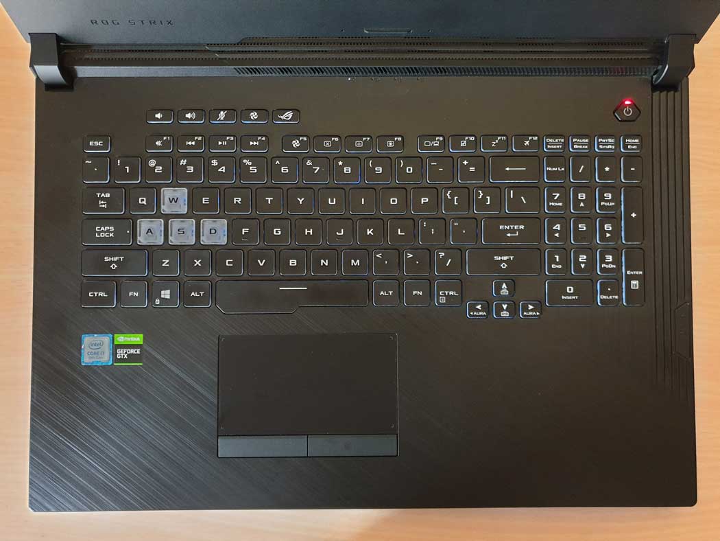 Asus ROG Strix G G731GT Keyboard and Trackpad