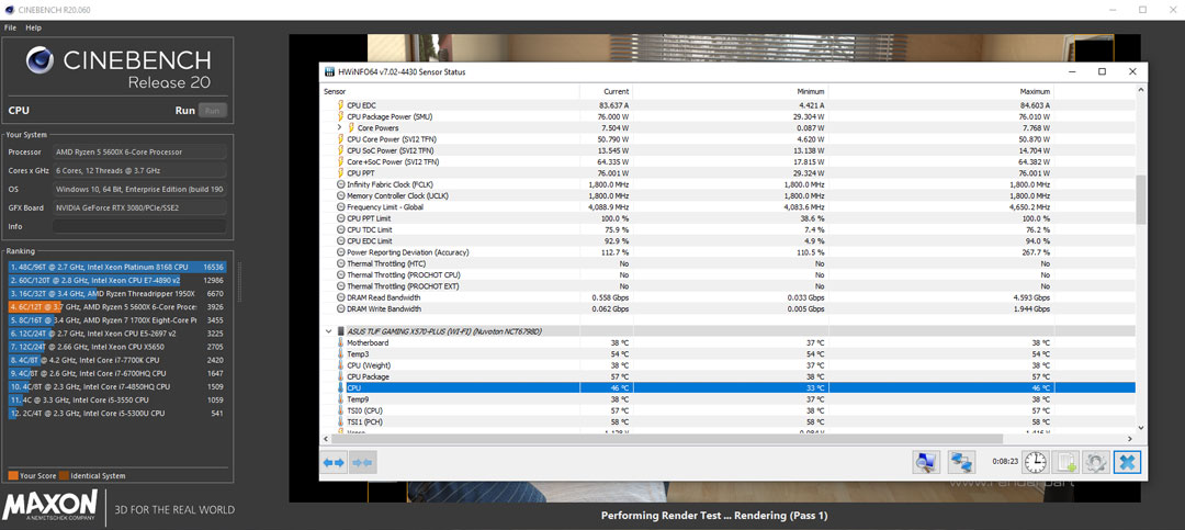 Cinebench R20 Test with Temperature