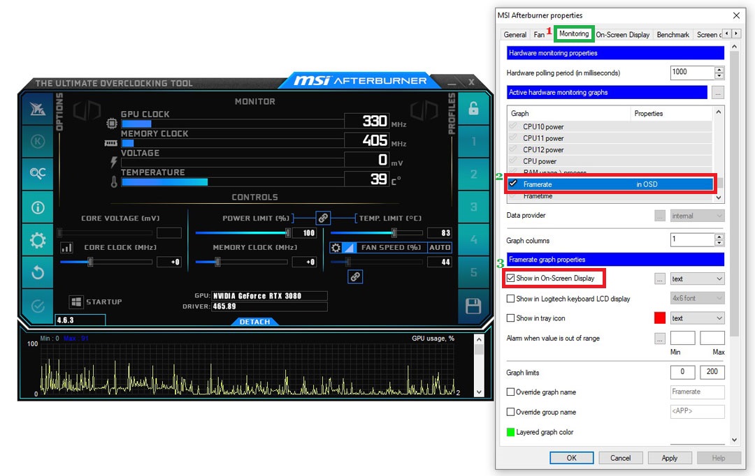 Frame rate MSI afterburner 